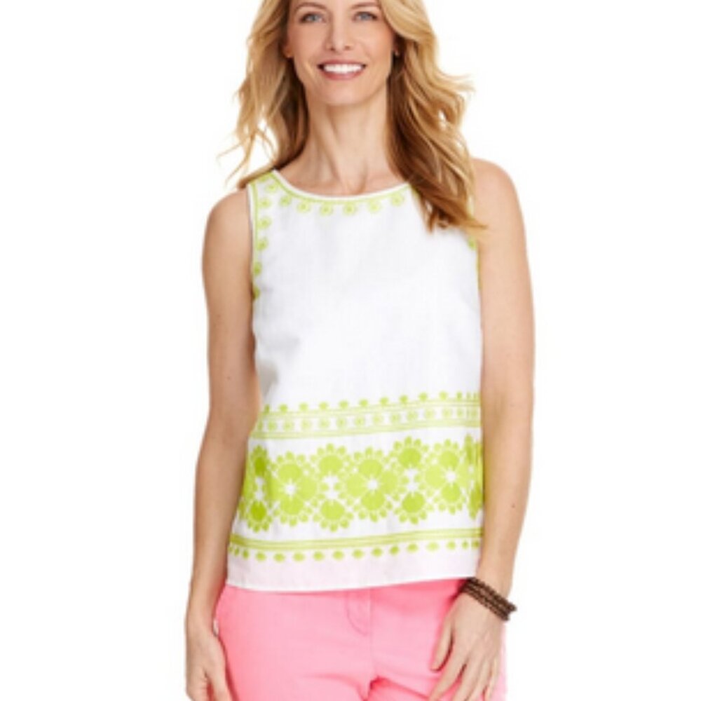 Vinyard Vines  SOLD OUT Caribbean Floral Embroidered Linen Top NWOT size 10 $128